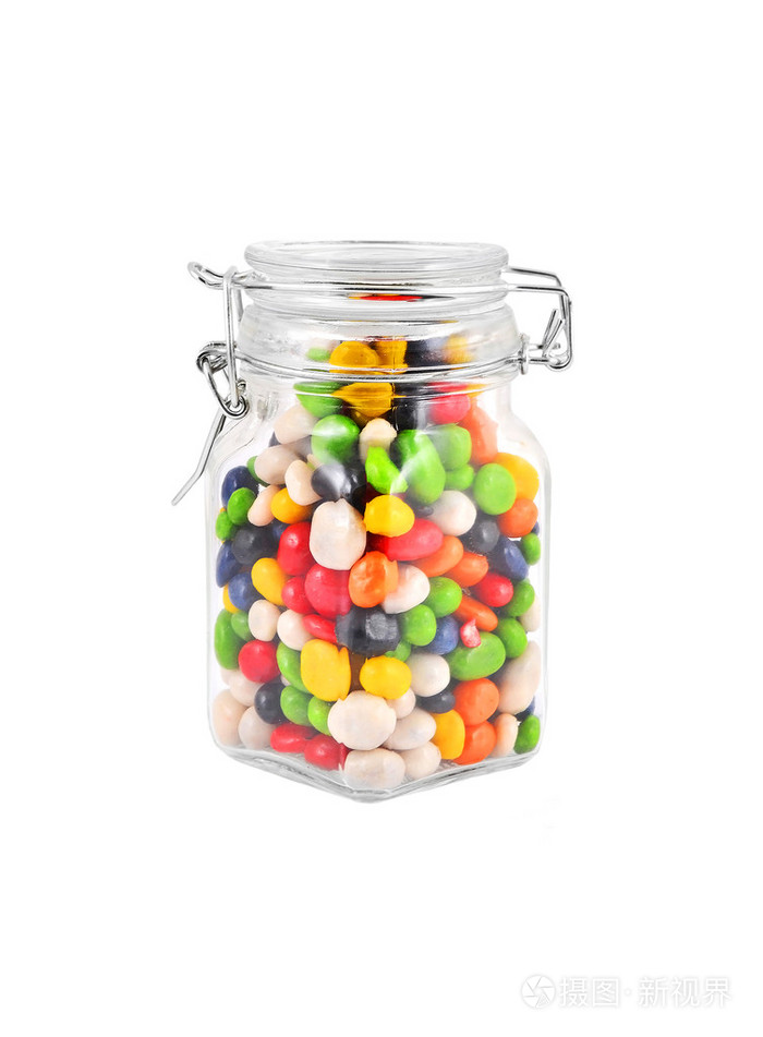 颜色在罐子里的糖果