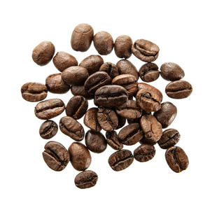 咖啡豆在白色隔离