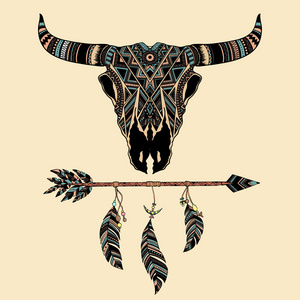水牛头骨美国原住民图腾照片