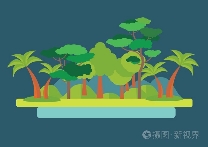 森林绿色景观.矢量图