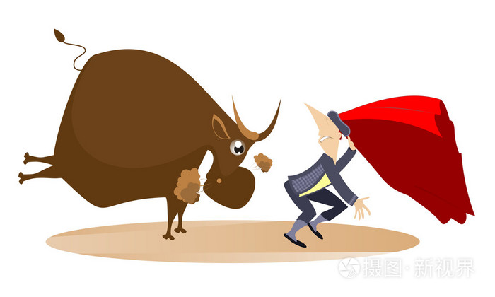 牛追求斗牛士插画-正版商用图片1m29u9-摄图新视界