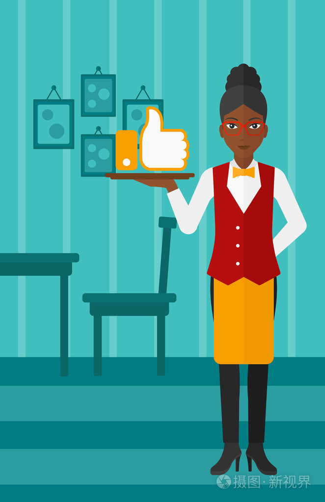 女服务员用类似的按钮.