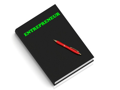 本黑色的书上的绿色字母的企业家题字