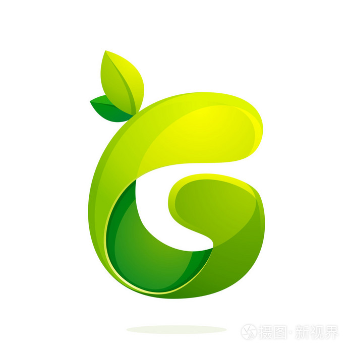 带绿色的叶子生态标志,音量图标 g 字母