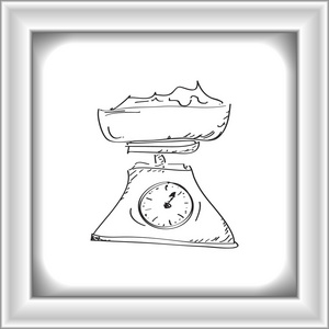 称重涂鸦简便的涂鸦的一整套的秤照片