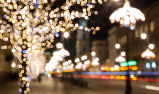 城市夜晚灯光模糊背景虚化，Defocused 背景