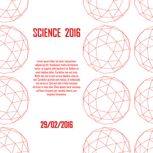 科学 2016 年。您的演示文稿的的海报。柏拉图与红色线条 文本和日期