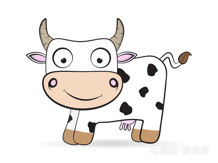 卡通牛矢量农场动物插画