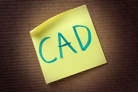 Cad 加元 首字母缩略词上黄色粘滞便笺