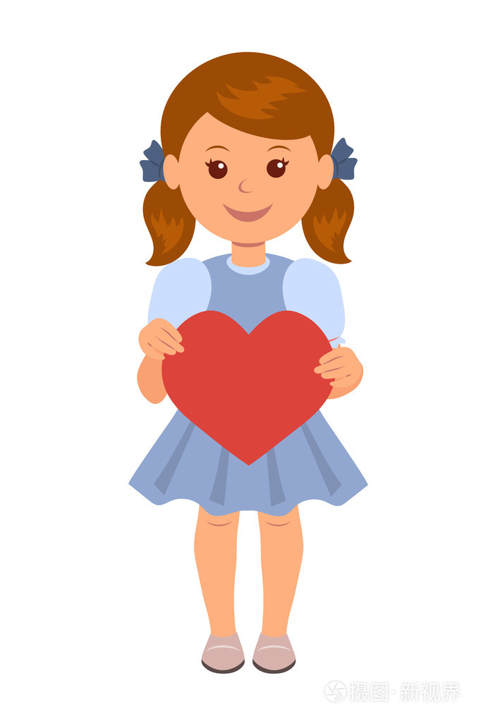 女性的性格特点与红色的心,在他手中的概念设计