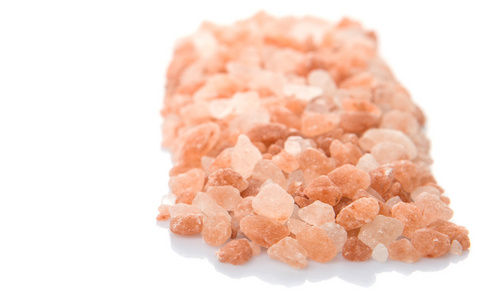 喜马拉雅山岩盐白色碗白色背景照片