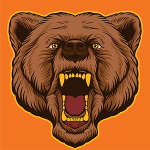 棕色的熊头棕色的熊头.矢量卡通插画照片