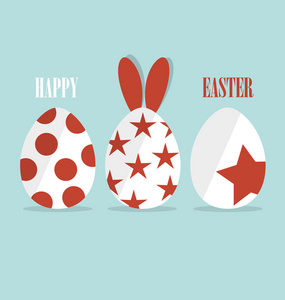 兔子耳朵和鸡蛋复活节贺卡图片