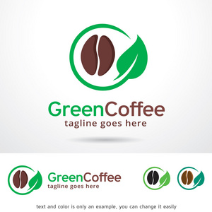 绿色咖啡标志模板设计矢量