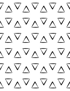 矢量现代无缝几何图案三角形，黑色和白色抽象几何背景 枕头打印 单色复古纹理 时髦时尚设计