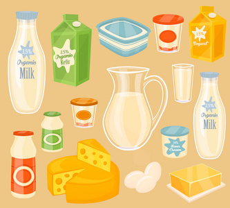 乳制品在木桌 牛奶 栅格图标