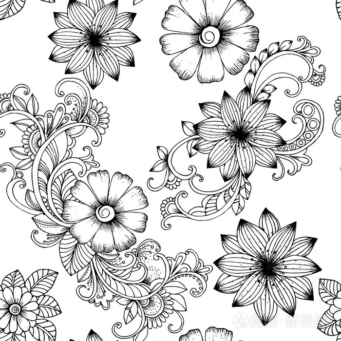 矢量无缝花图案