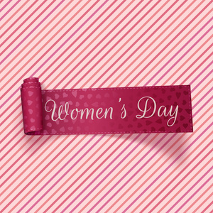 妇女节现实粉红色节日丝带