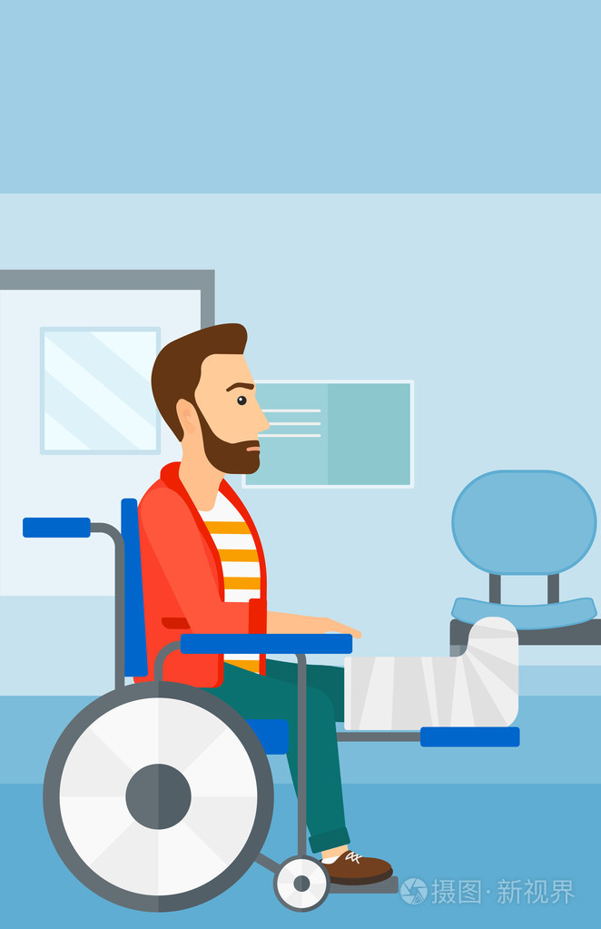 坐在轮椅上的病人插画-正版商用图片1m390z-摄图新视界