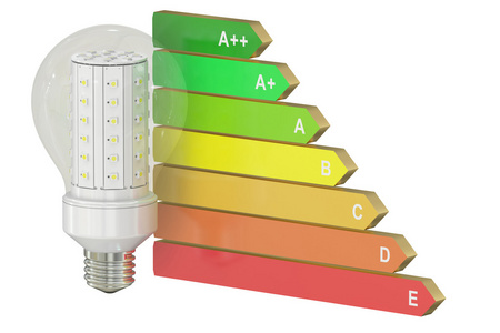 能源效率图表与 Led 灯概念