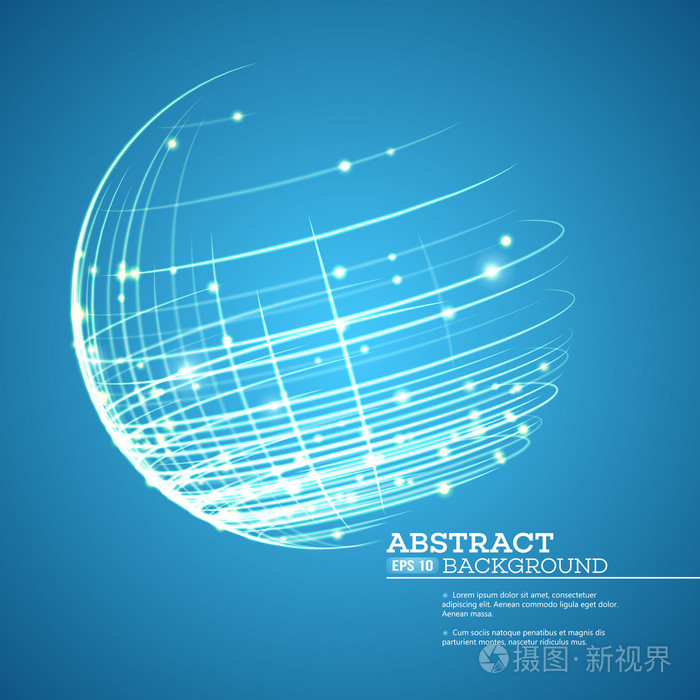 点和曲线构造的球体线框和科技感抽象背景.矢量图