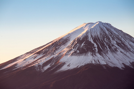 在冬季日出山富士