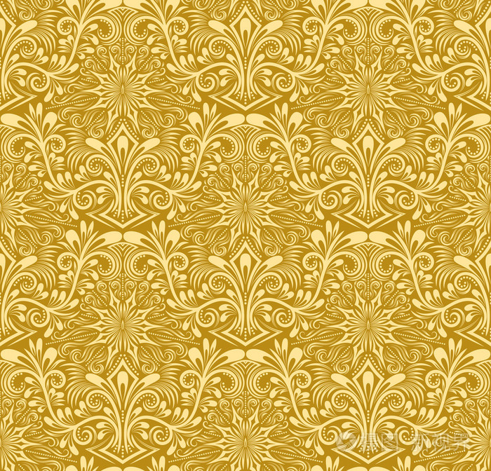 金色的花纹织锦缎无缝