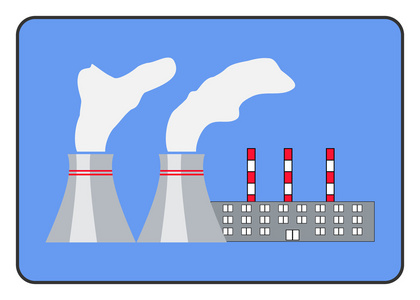 发电厂图标平面风格的框架