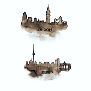 伦敦和柏林的剪影图片