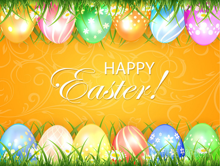 把鸡蛋放在草橙色复活节背景