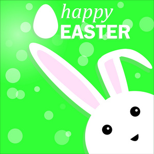 复活节快乐兔子兔子在绿色背景上。矢量 illustrati