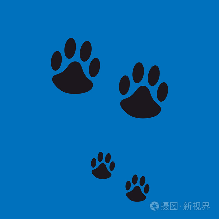 熊在蓝色背景上的足迹插画-正版商用图片1m3xqh-摄图新视界