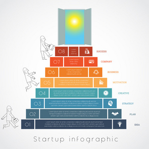 图表的商人走上梯子模板 8 职位