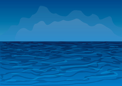矢量图。蓝色的海洋