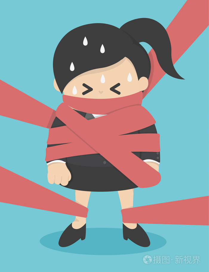 用绳索捆绑的女商人