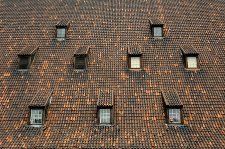 旧磨平铺屋顶窗格但斯克图片