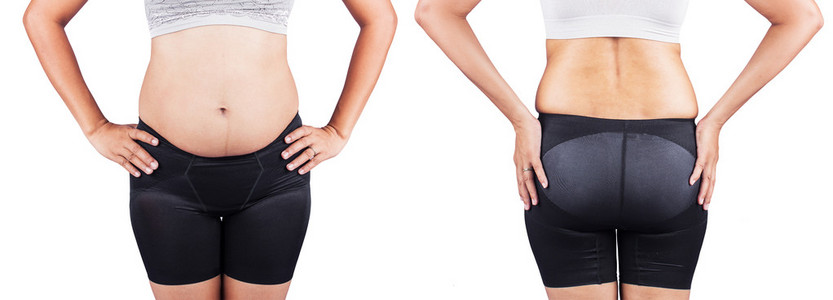 女性身体与脂肪的前方和后方