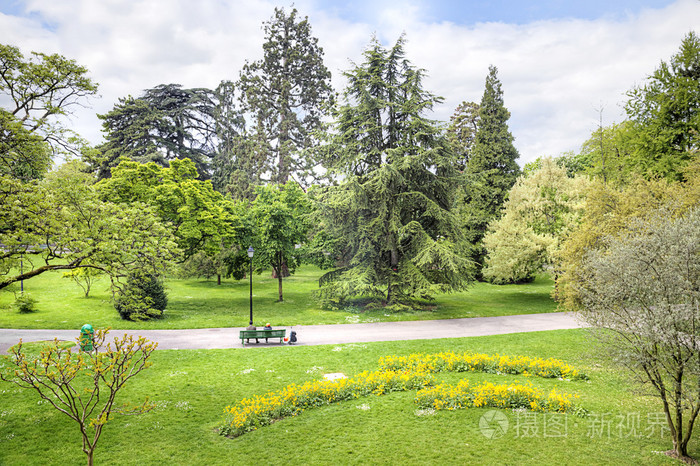 一个公共花园在城市日内瓦