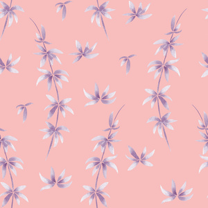 一种与粉红色的水彩紫罗兰枝条无缝图案