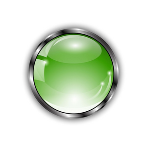 绿色光泽按钮与玻璃效果