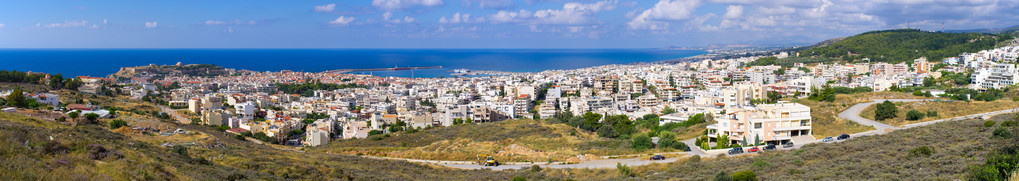 Rethymnon，希腊克里特岛全景城市景观