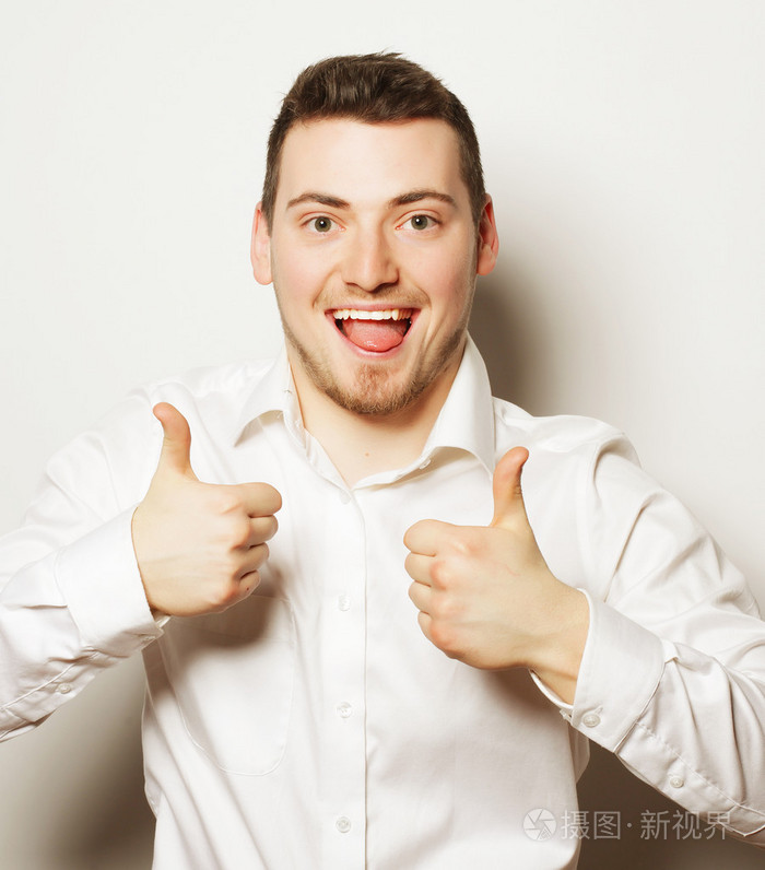 商务男人男人向上竖起大拇指