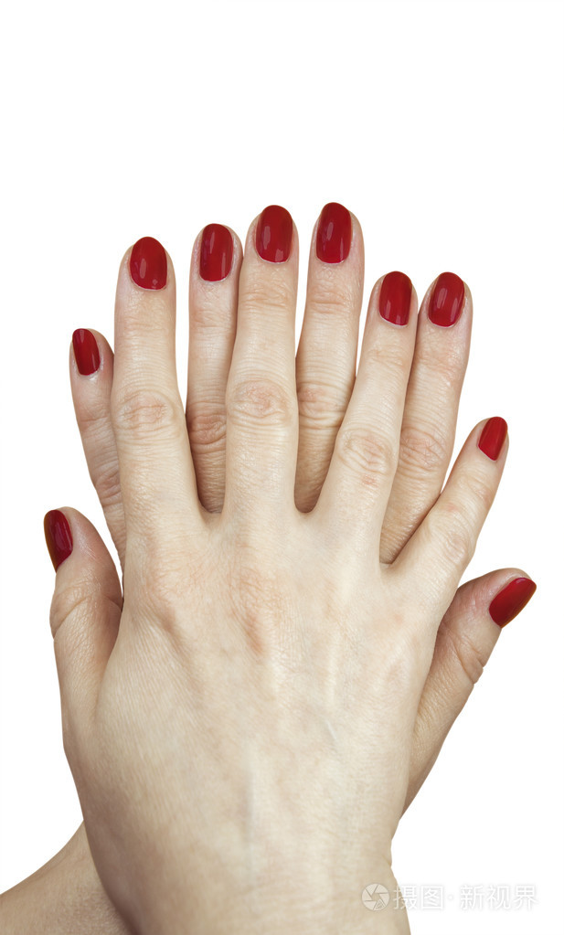 红指甲的女人手