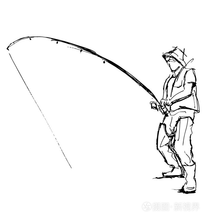 手钢笔素描渔民
