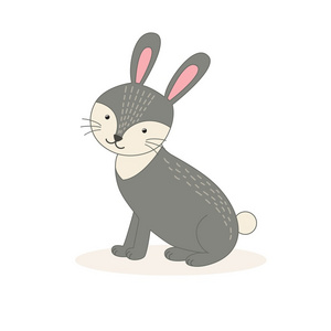 孤立的白色背景上的可爱的卡通兔子