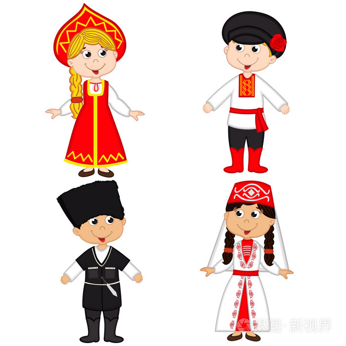 俄罗斯和格鲁吉亚民族的孤立儿童套装