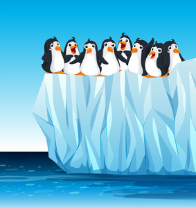 站在冰山上的企鹅图片