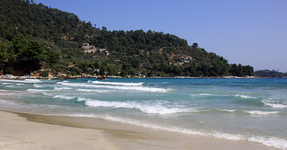 金色的沙滩上萨索斯岛，希腊