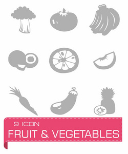 矢量水果和蔬菜的图标集