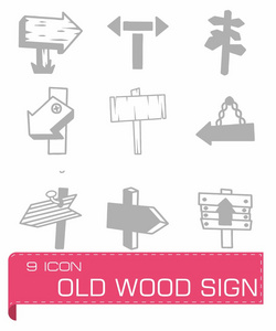 矢量旧木材标志图标集
